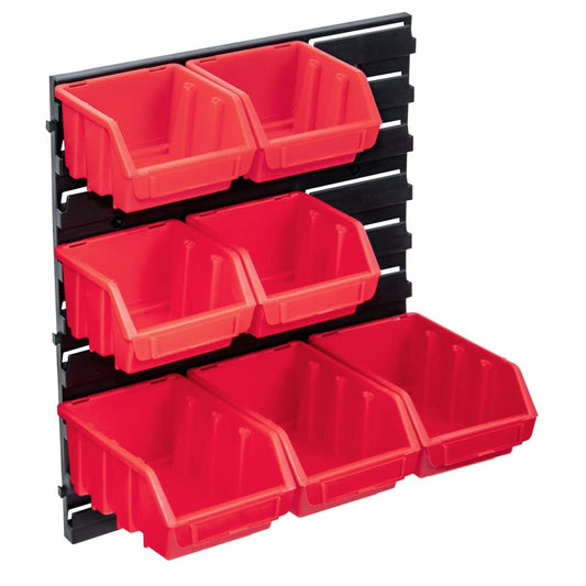 8 Piece Storage Bin Kit with Wall Panel Red and Black