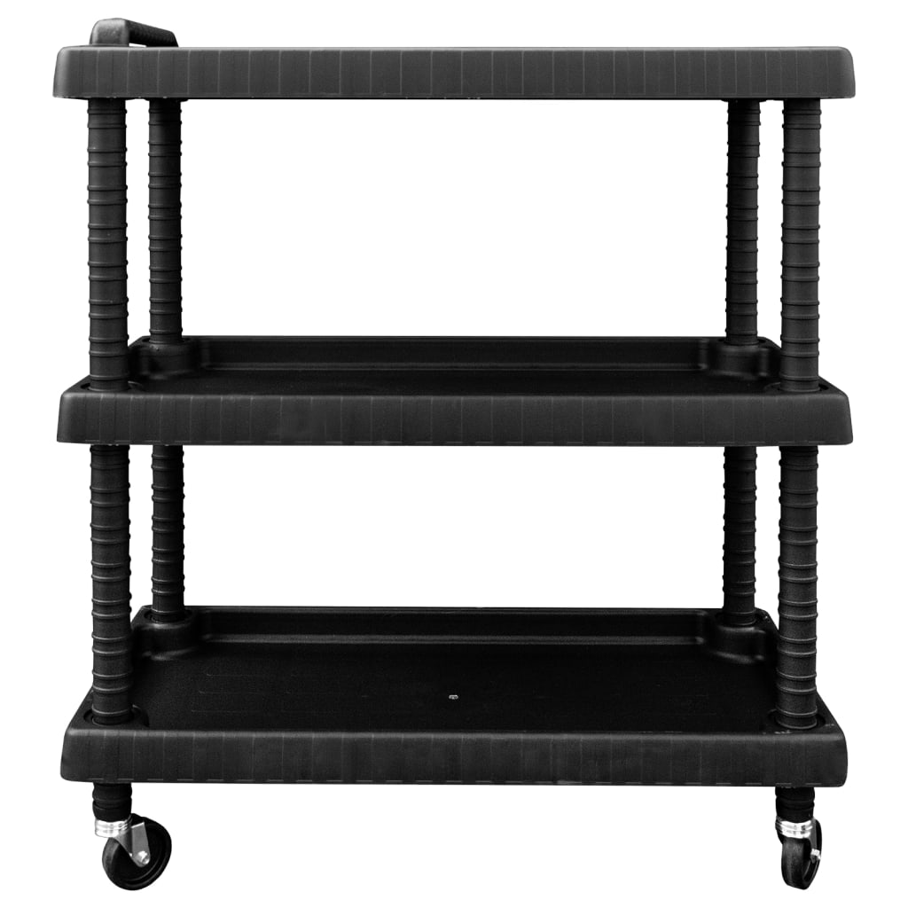 3-Tier Workshop Tool Trolley Black 75x37.5x92 cm PP