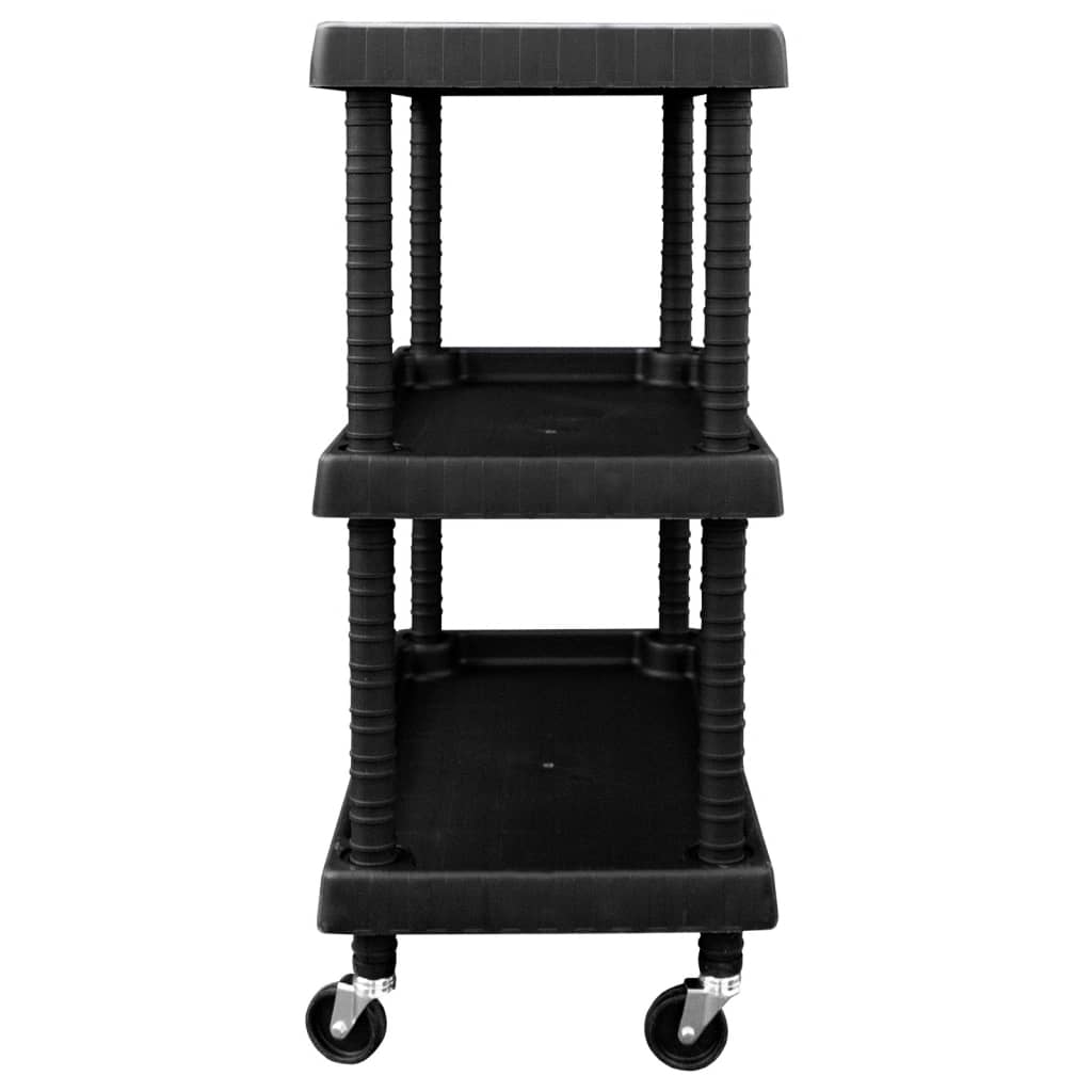 3-Tier Workshop Tool Trolley Black 75x37.5x92 cm PP