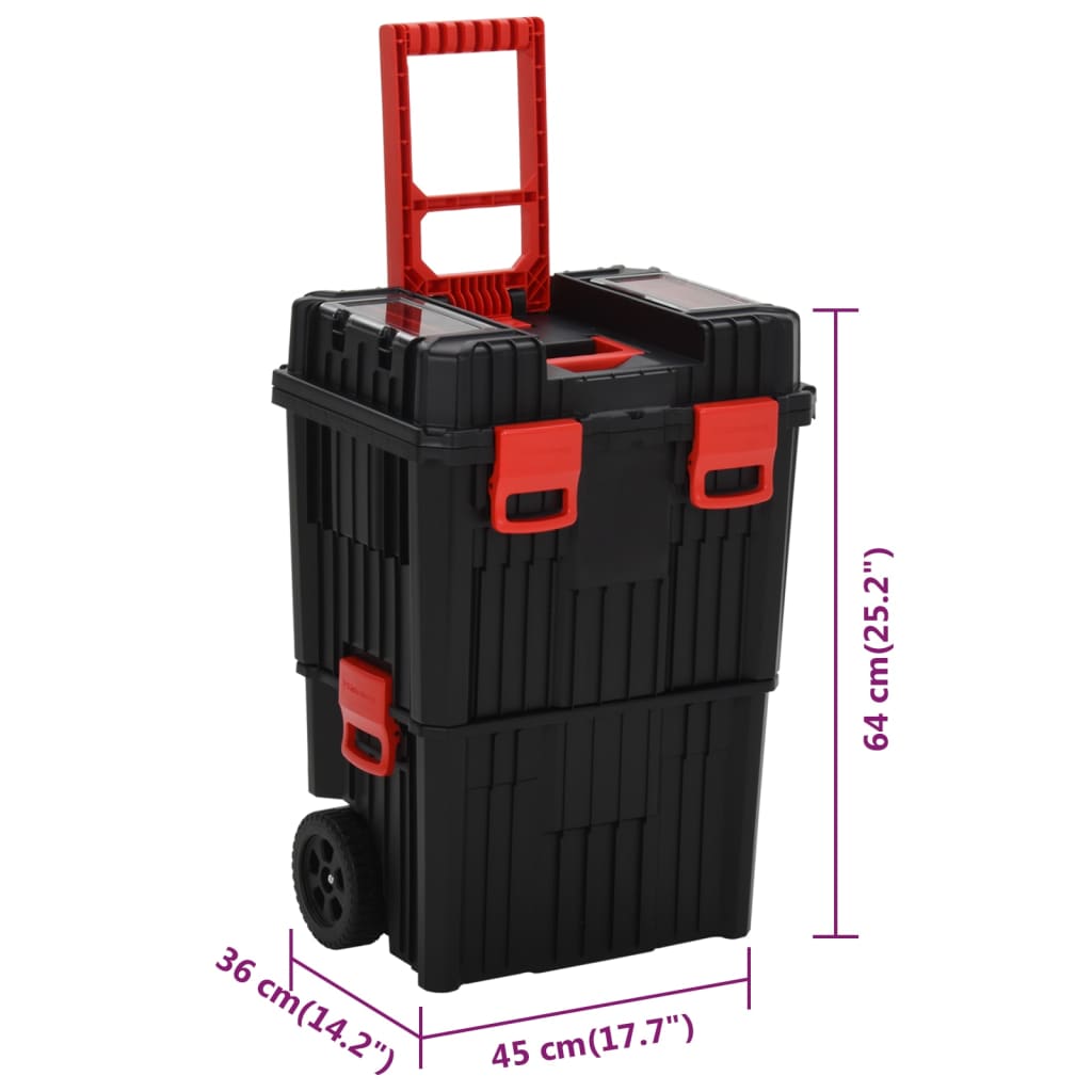 Toolbox Trolley Black and Red Polypropylene