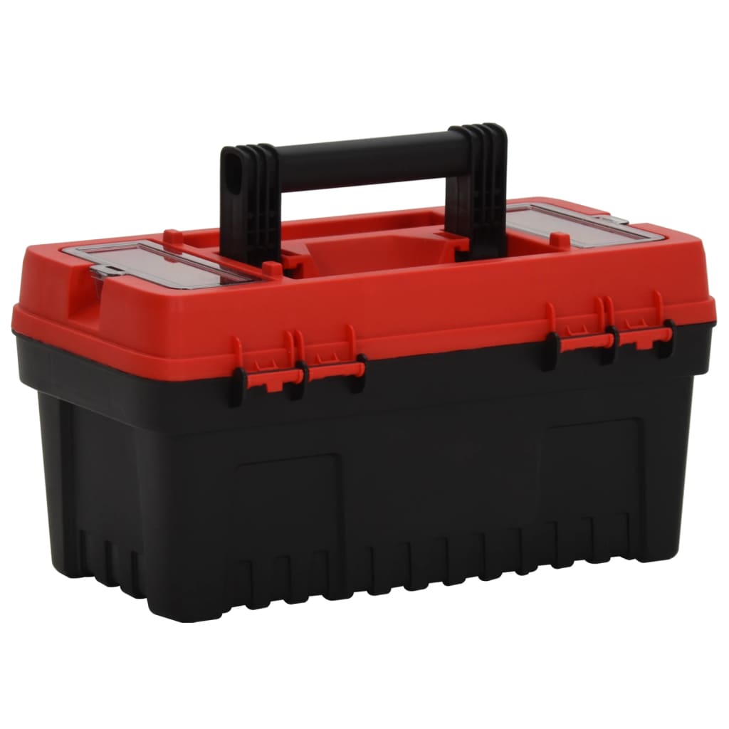 2 Piece Tool Box Set Black and Red Polypropylene