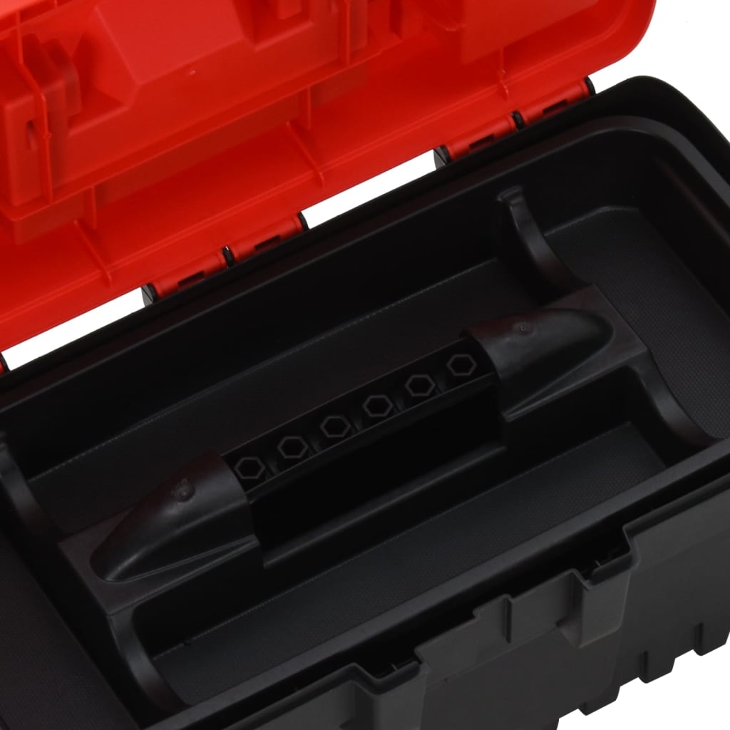 2 Piece Tool Box Set Black and Red Polypropylene