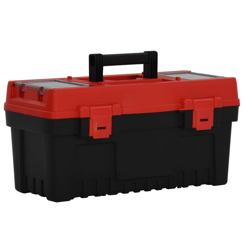 2 Piece Tool Box Set Black and Red Polypropylene