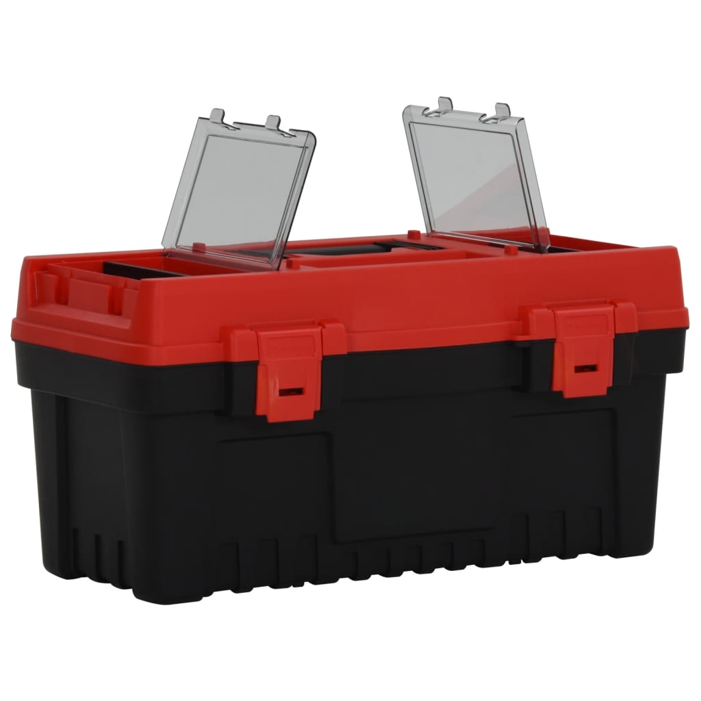 2 Piece Tool Box Set Black and Red Polypropylene