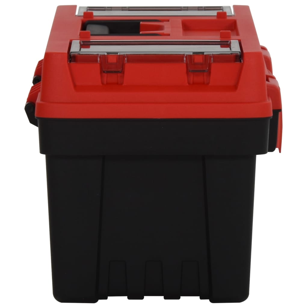 2 Piece Tool Box Set Black and Red Polypropylene