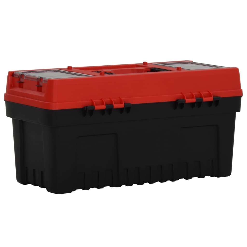 2 Piece Tool Box Set Black and Red Polypropylene