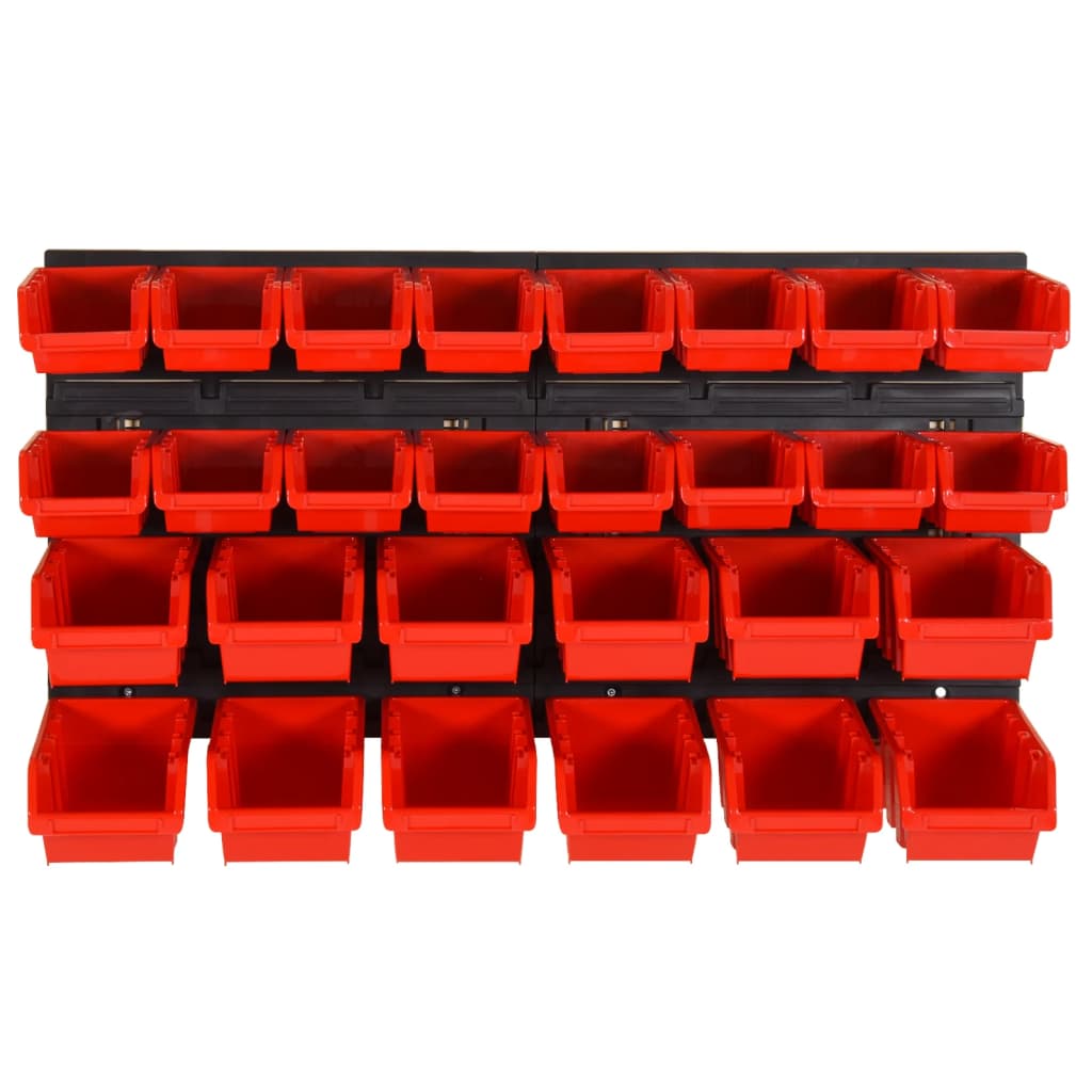 30 Piece Workshop Shelf Set Red and Black 77x39cm Polypropylene