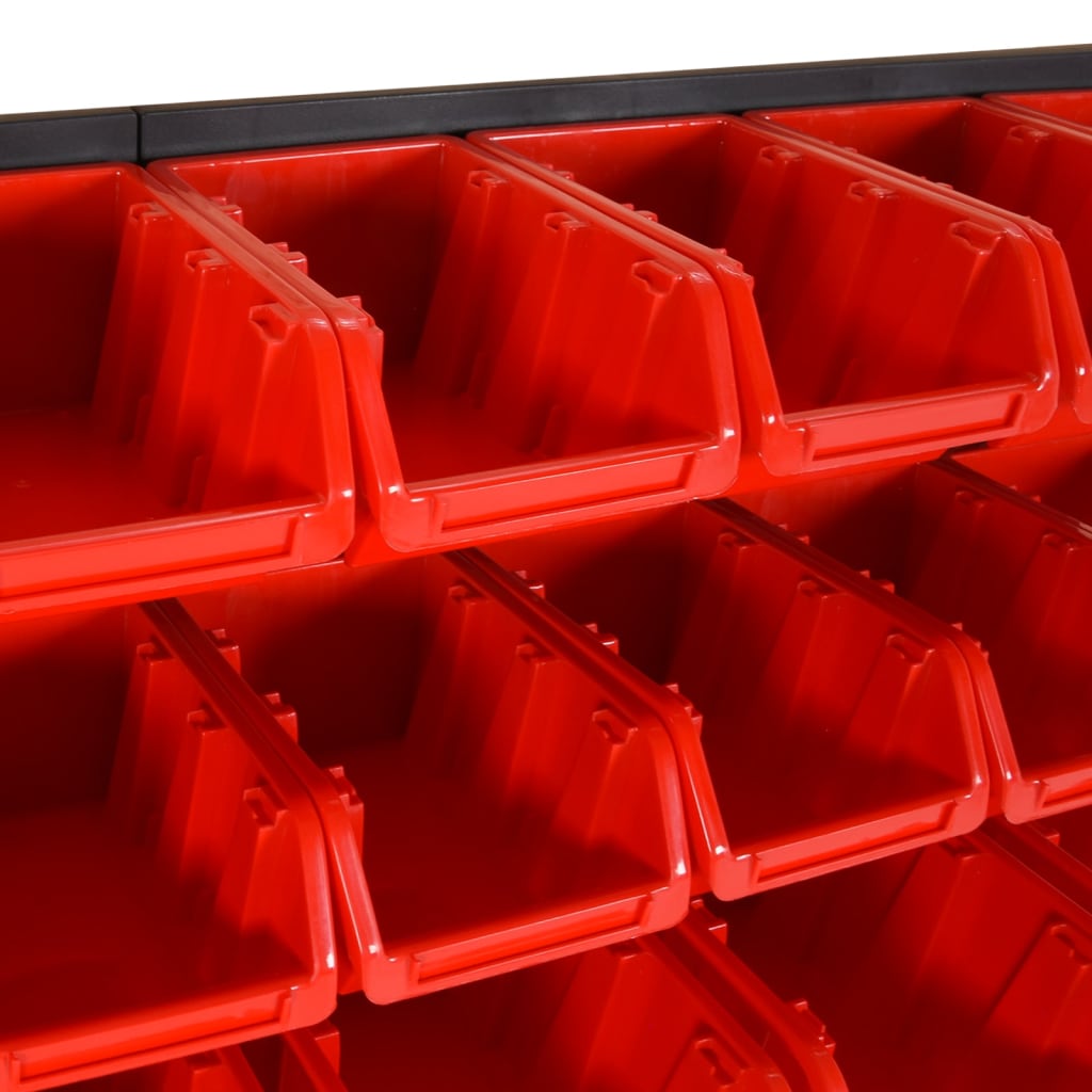 30 Piece Workshop Shelf Set Red and Black 77x39cm Polypropylene