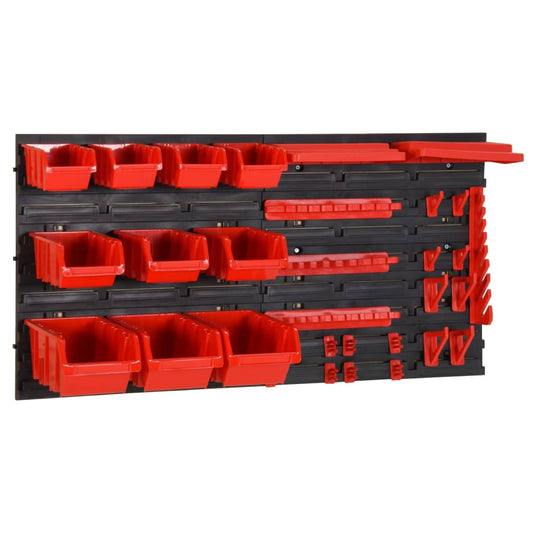 35 Piece Workshop Shelf Set Red and Black 77x39cm Polypropylene