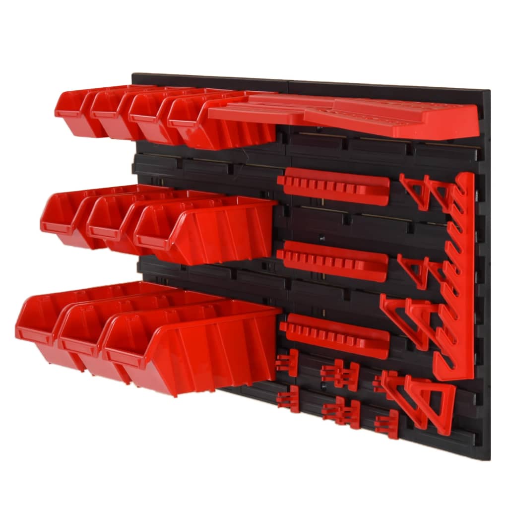 35 Piece Workshop Shelf Set Red and Black 77x39cm Polypropylene