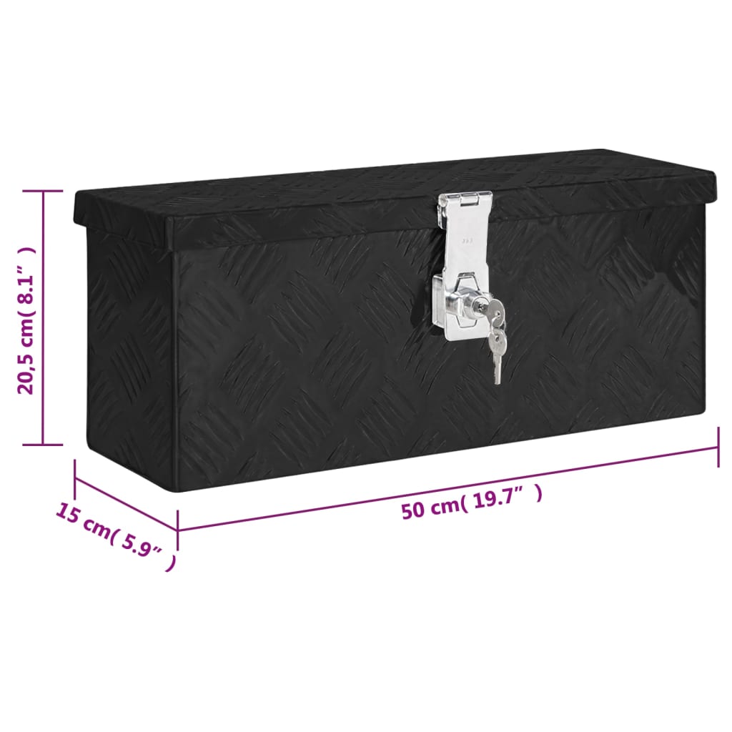 Storage Box Black 50x15x20.5 Aluminium