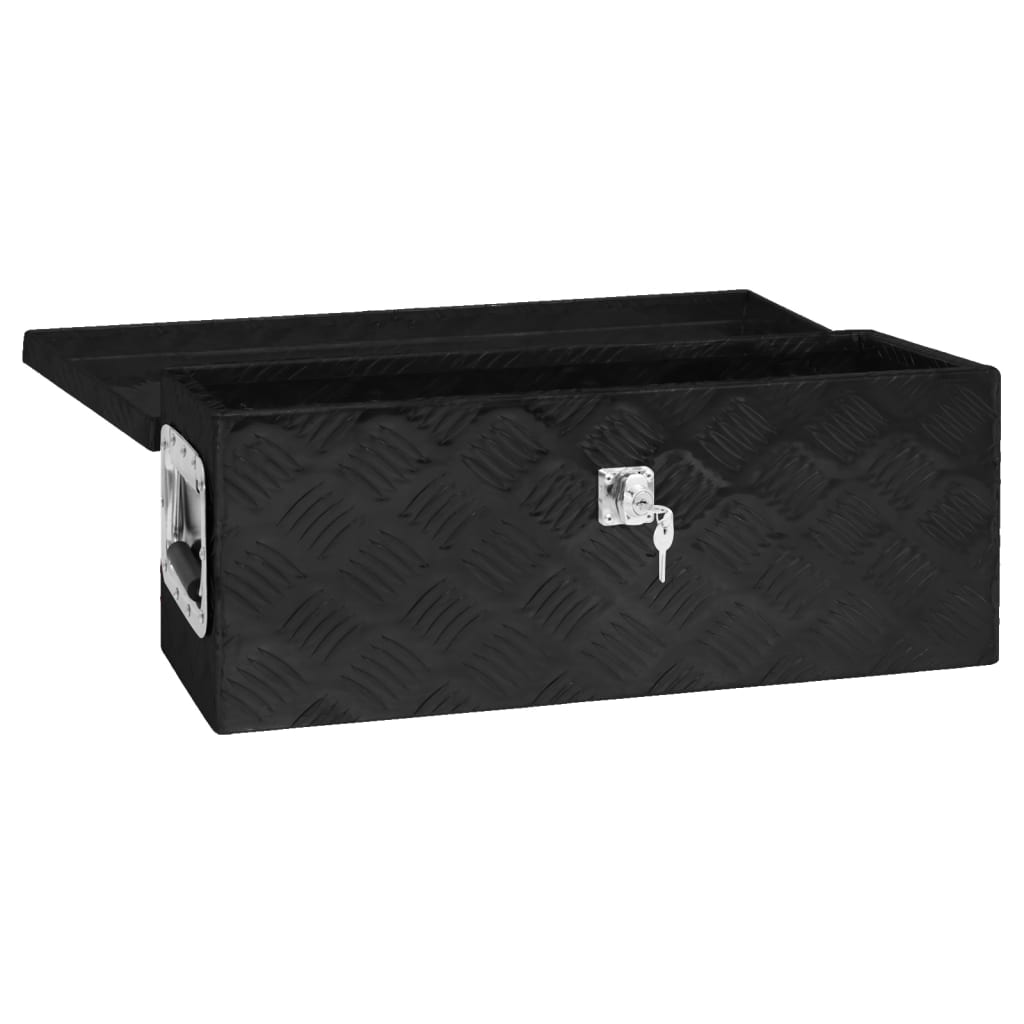 Storage Box Black 60x23.5x23 cm Aluminium