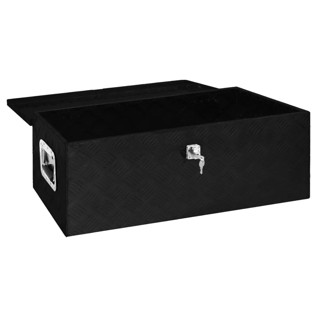 Storage Box Black 80x39x30 cm Aluminium