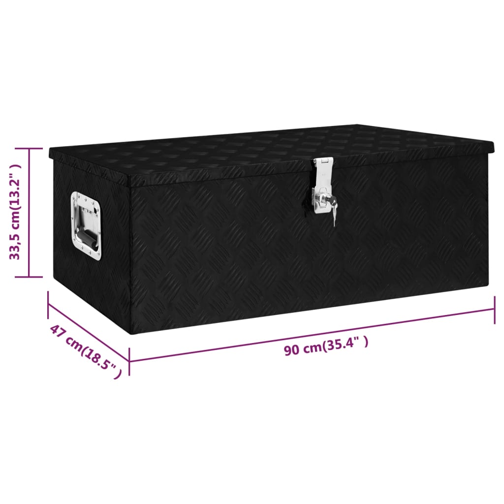 Storage Box Black 90x47x33.5 cm Aluminium