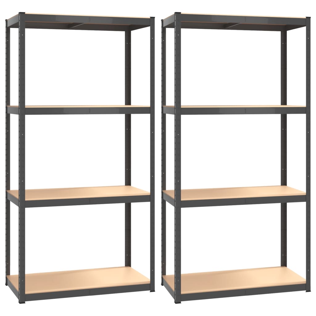 4-Layer Shelves 2 pcs Anthracite Steel&Engineered Wood