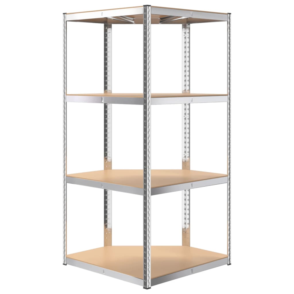 4-Layer Corner Shelf Silver Steel&Engineered Wood