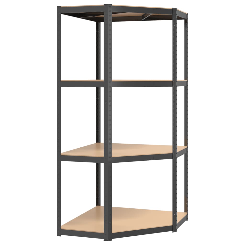 4-Layer Corner Shelf Anthracite Steel&Engineered Wood