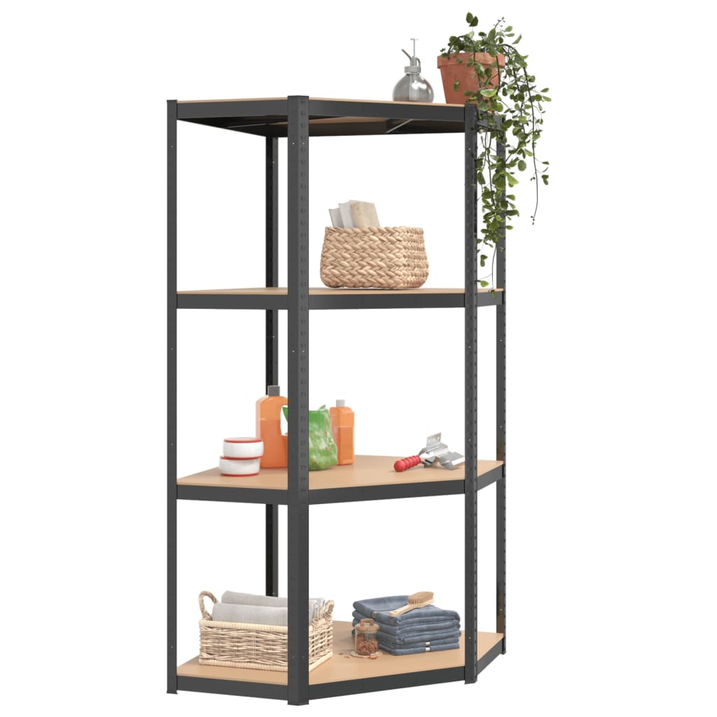 4-Layer Corner Shelf Anthracite Steel&Engineered Wood