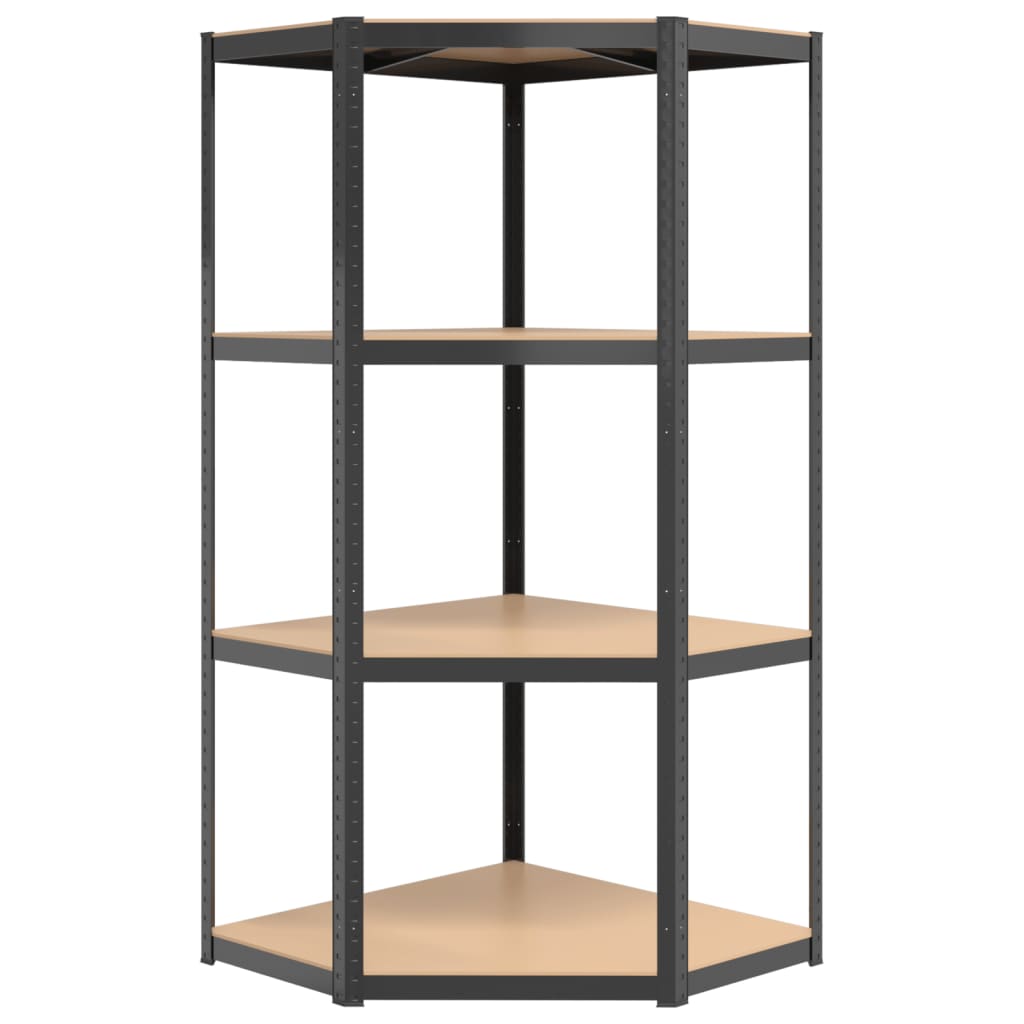 4-Layer Corner Shelf Anthracite Steel&Engineered Wood