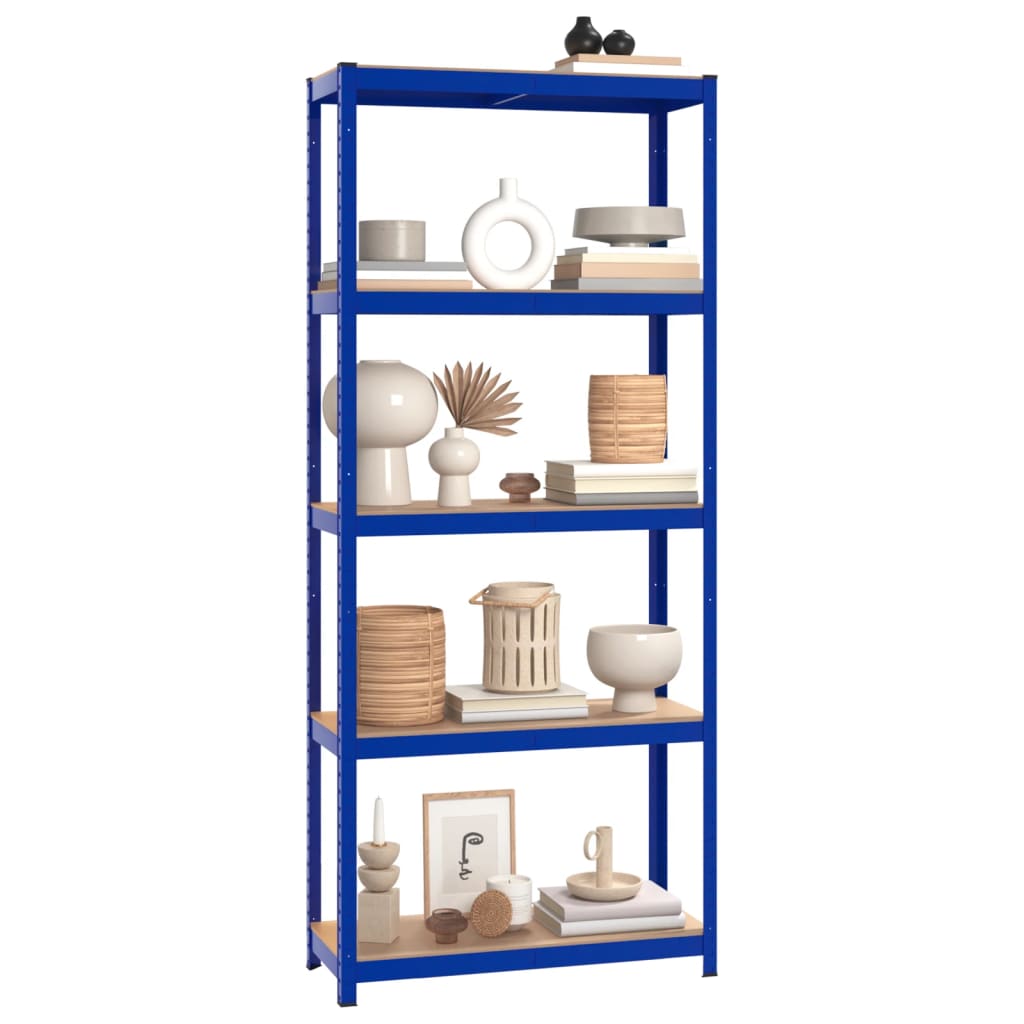 5-Layer Storage Shelf Blue Steel&Engineered Wood