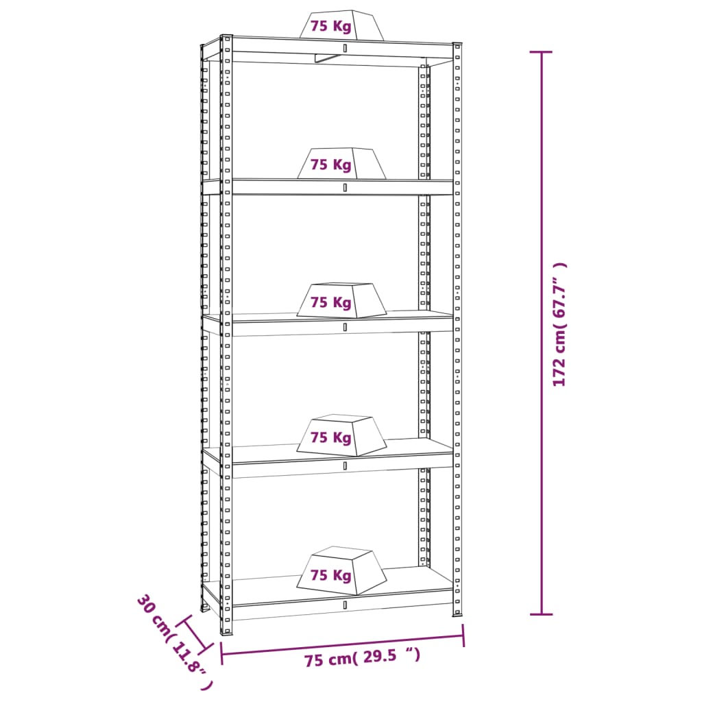 5-Layer Shelves 3 pcs Blue Steel&Engineered Wood