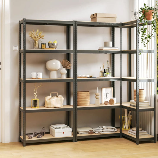 5-Layer Shelves 3 pcs Anthracite Steel&Engineered Wood