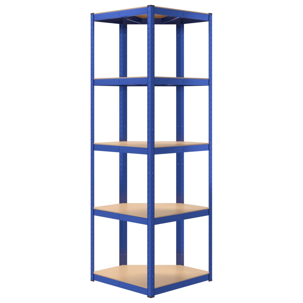 5-Layer Corner Shelf Blue Steel&Engineered Wood