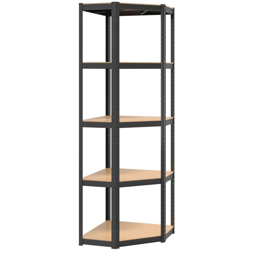 5-Layer Corner Shelf Anthracite Steel&Engineered Wood