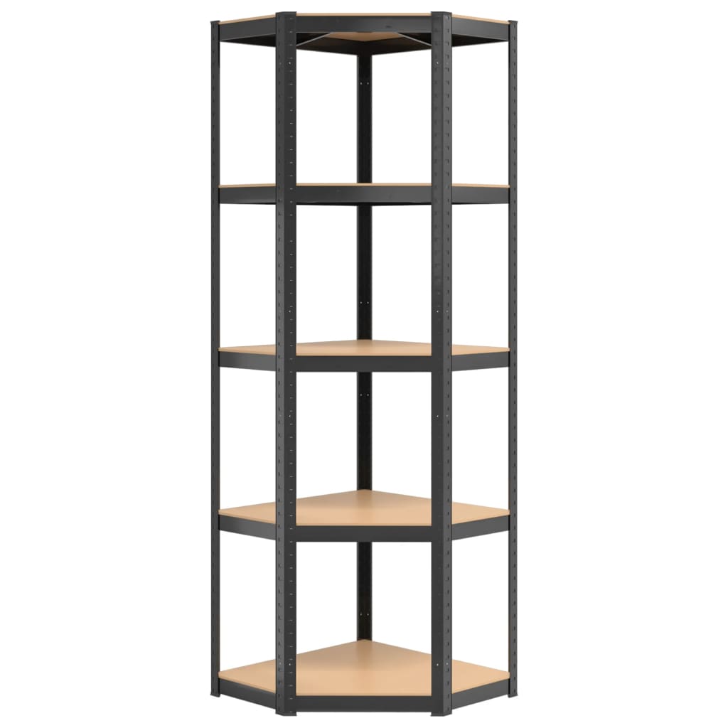 5-Layer Corner Shelf Anthracite Steel&Engineered Wood