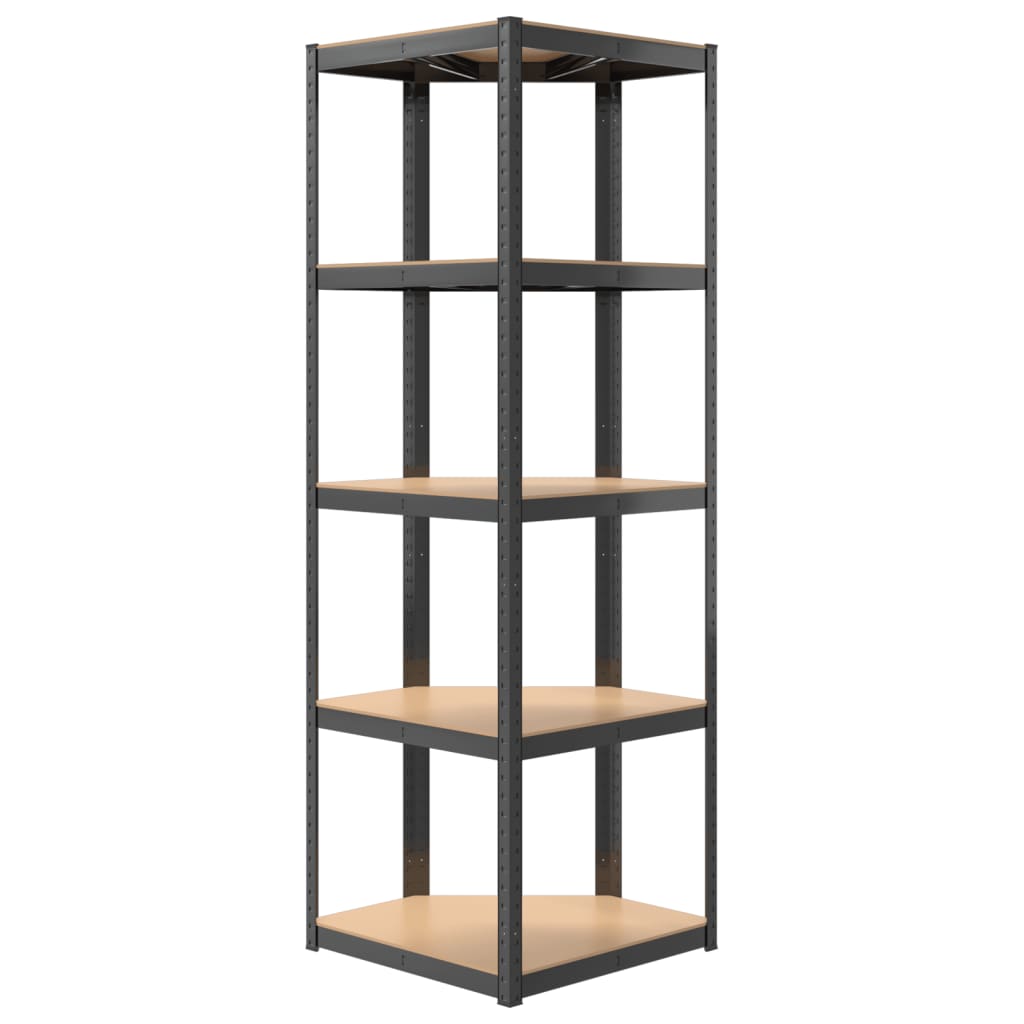 5-Layer Corner Shelf Anthracite Steel&Engineered Wood