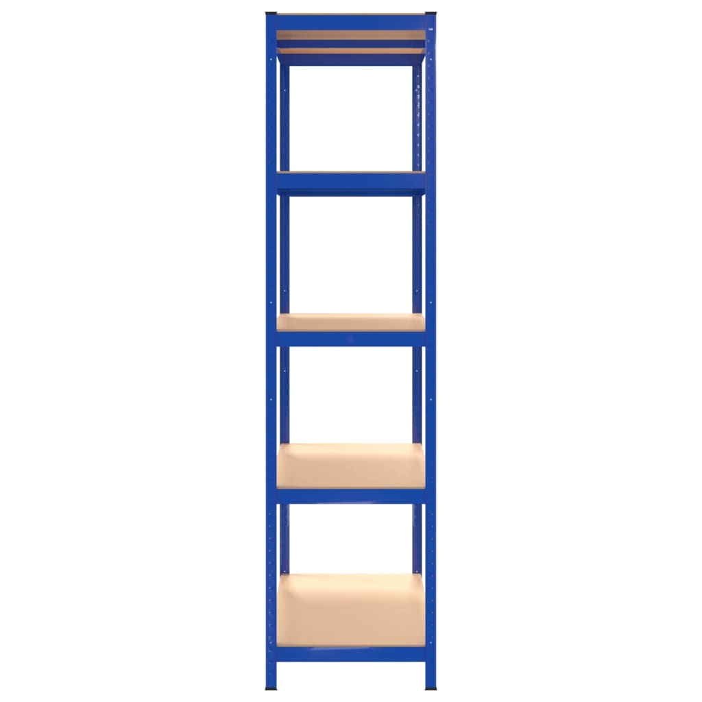 5-Layer Shelves 2 pcs Blue Steel&Engineered Wood