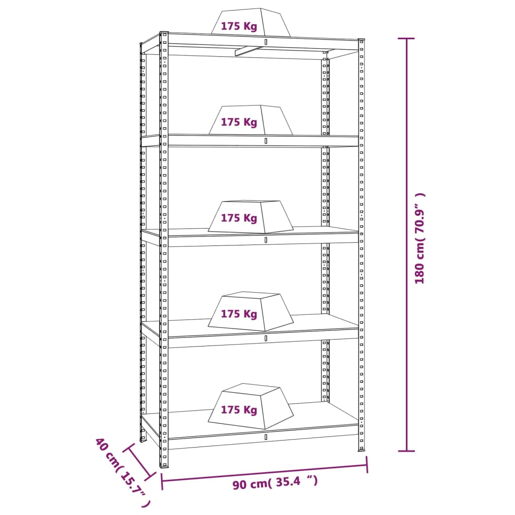 5-Layer Shelves 2 pcs Blue Steel&Engineered Wood