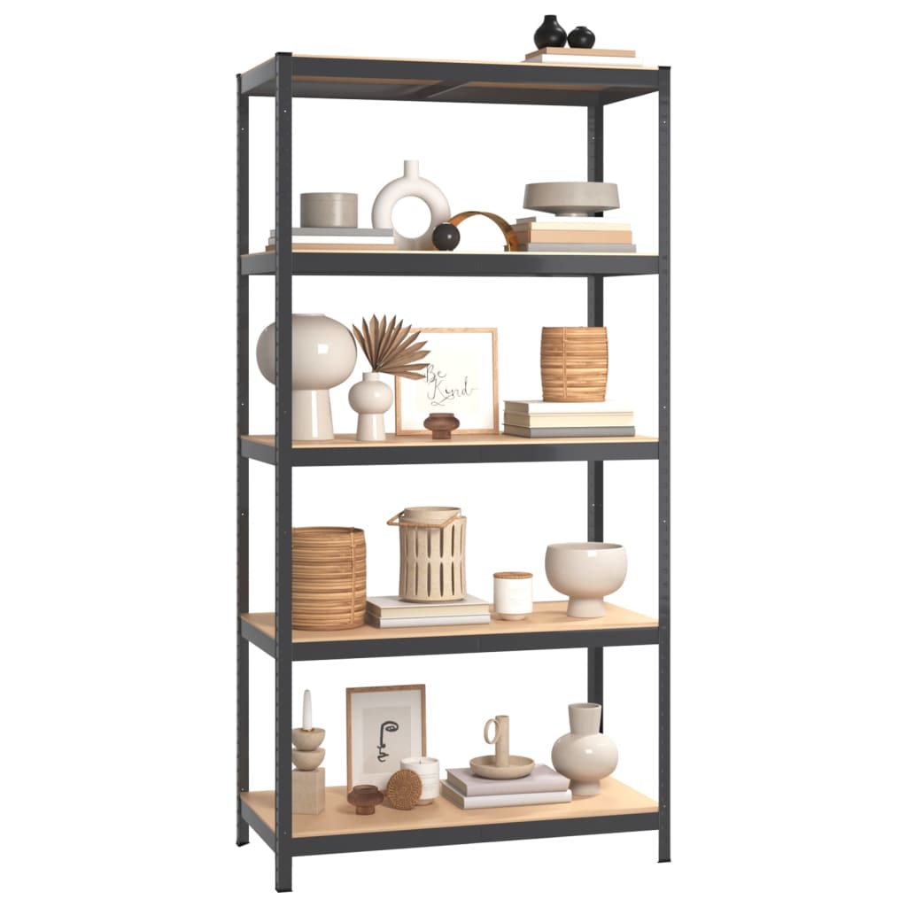 5-Layer Storage Shelf Anthracite Steel&Engineered Wood