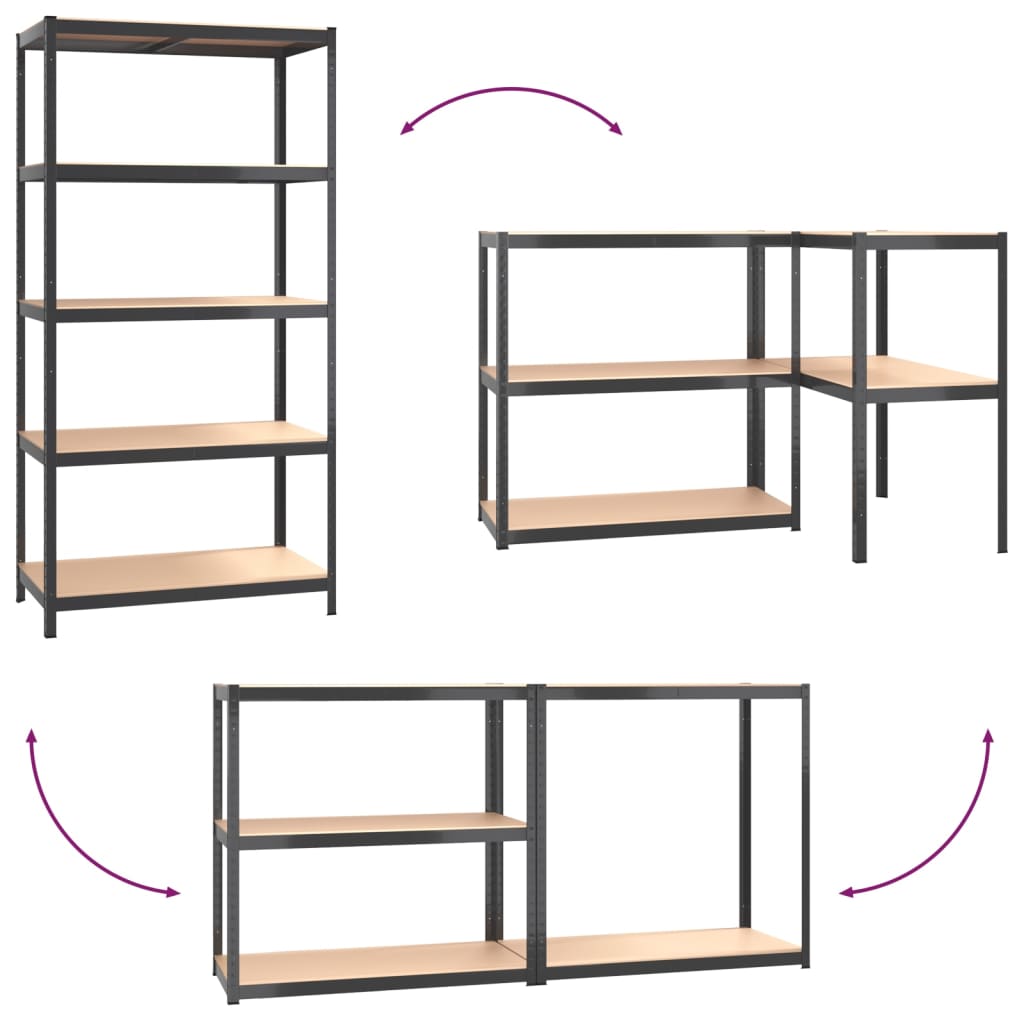 5-Layer Storage Shelf Anthracite Steel&Engineered Wood