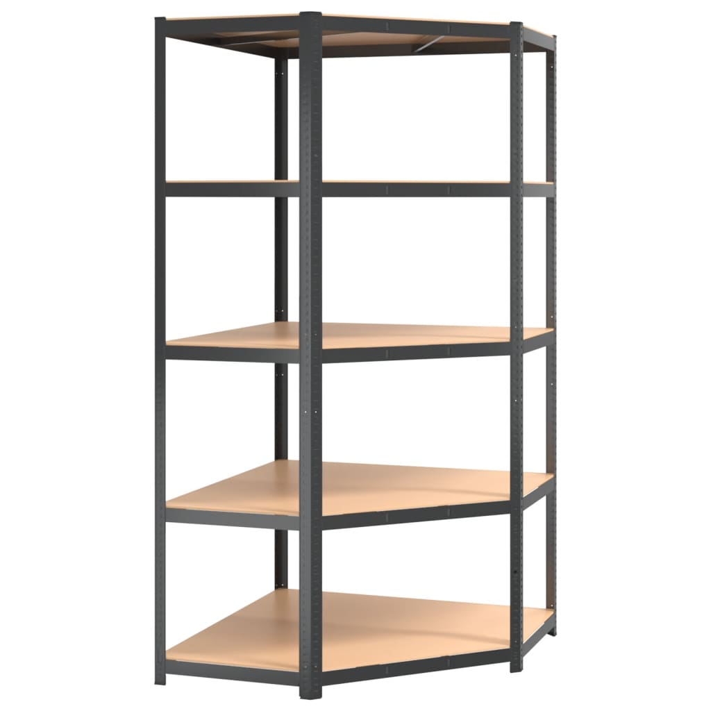 5-Layer Corner Shelf Anthracite Steel&Engineered Wood