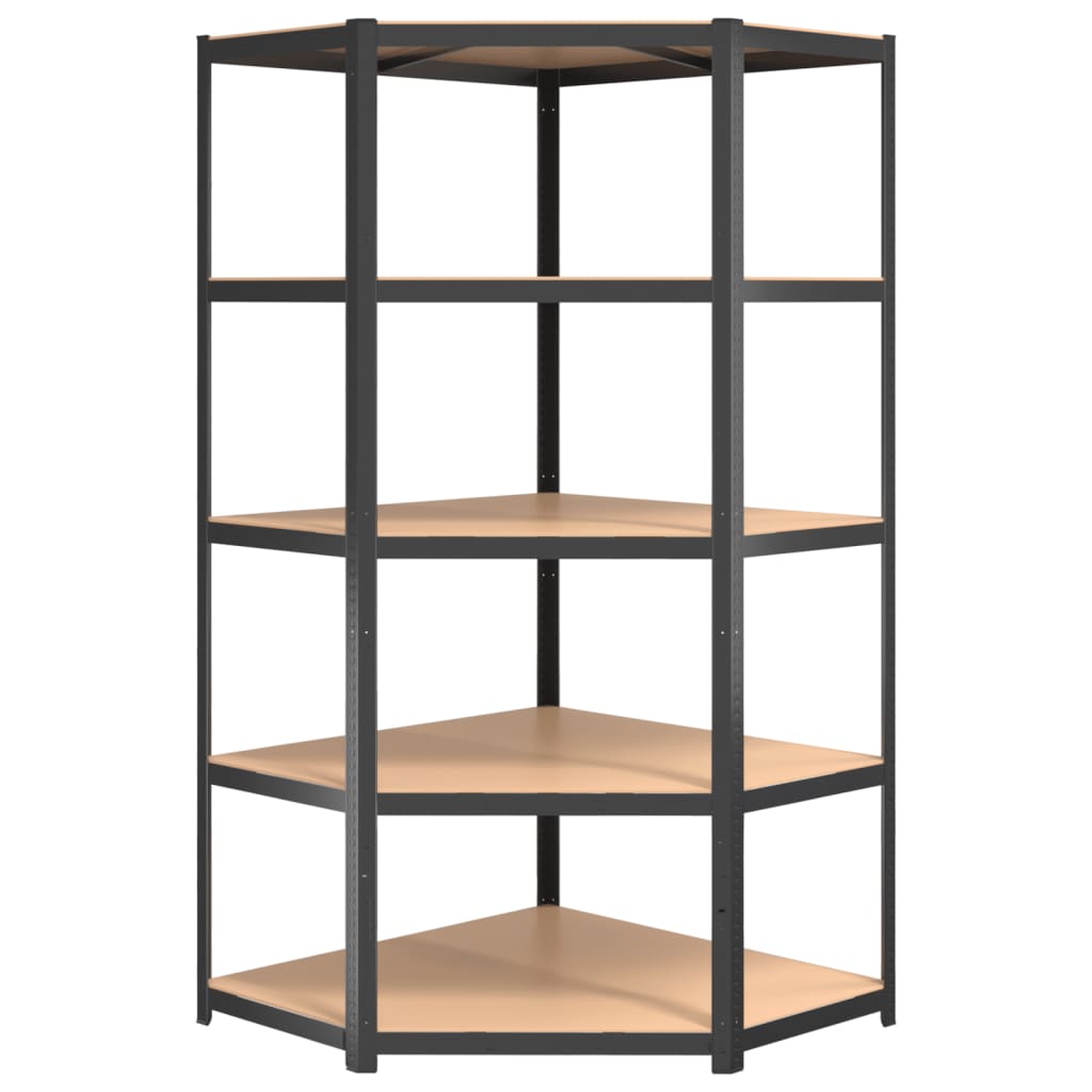 5-Layer Corner Shelf Anthracite Steel&Engineered Wood