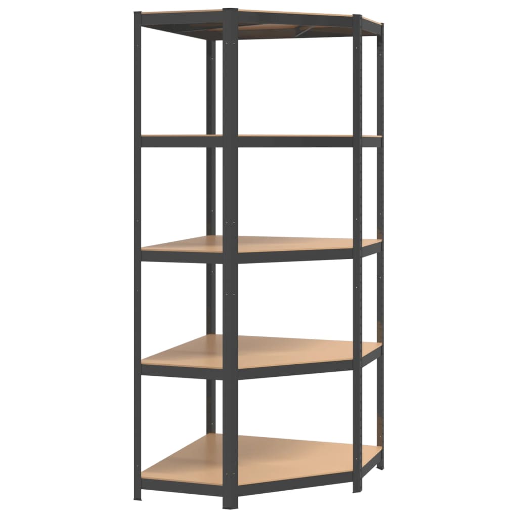 5-Layer Corner Shelf Anthracite Steel&Engineered Wood