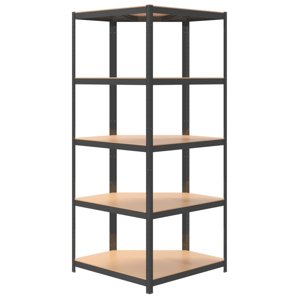 5-Layer Corner Shelf Anthracite Steel&Engineered Wood