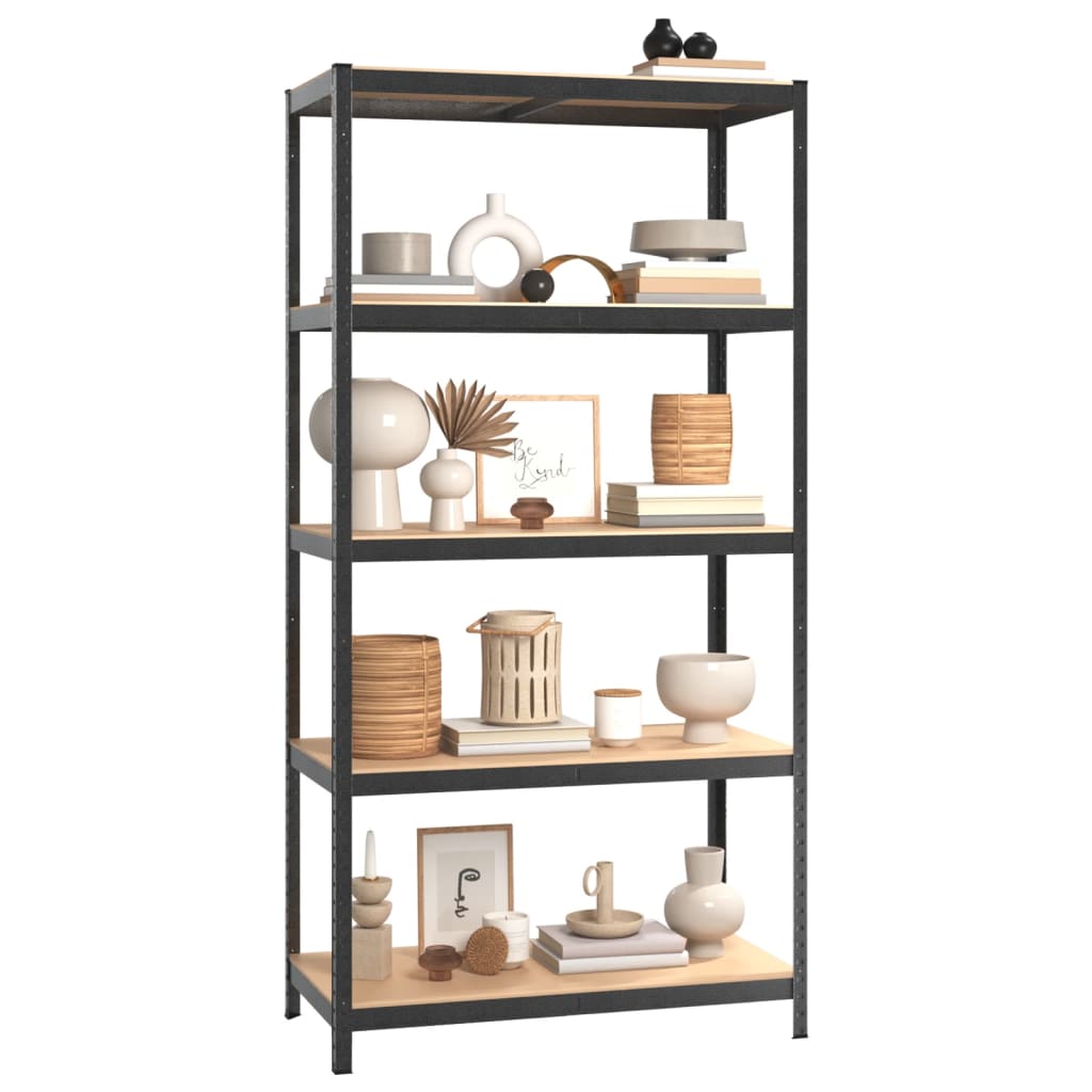 5-Layer Heavy-duty Shelf Grey Steel&Engineered Wood