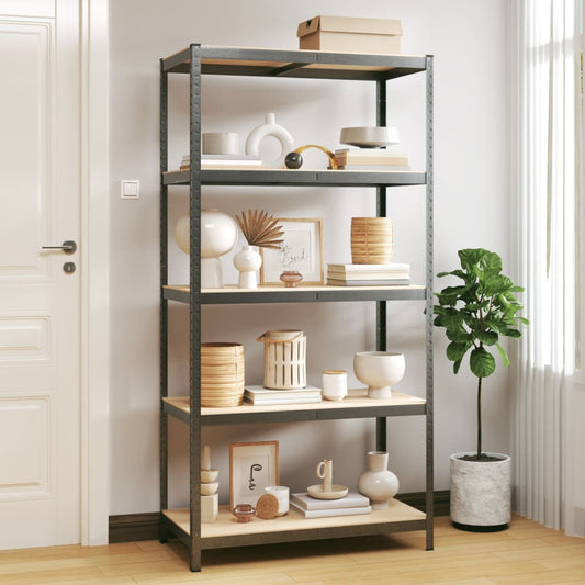 5-Layer Heavy-duty Shelf Grey Steel&Engineered Wood