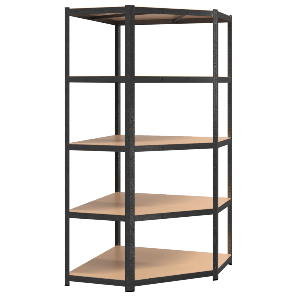 5-Layer Heavy-duty Corner Shelf Grey Steel&Engineered Wood