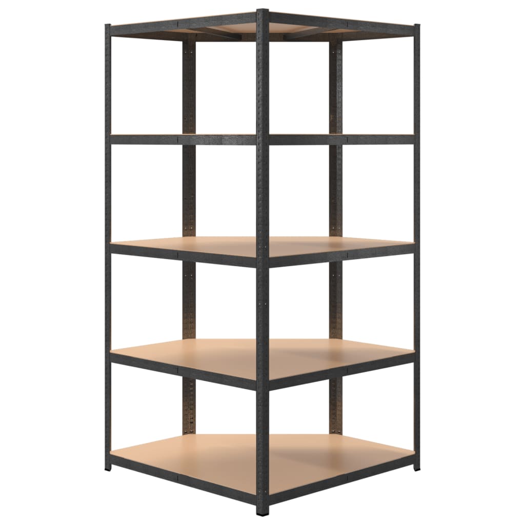 5-Layer Heavy-duty Corner Shelf Grey Steel&Engineered Wood