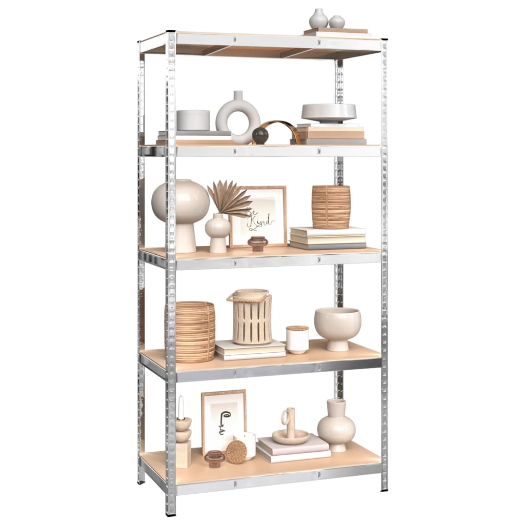 5-Layer Storage Shelf Silver Steel&Engineered Wood