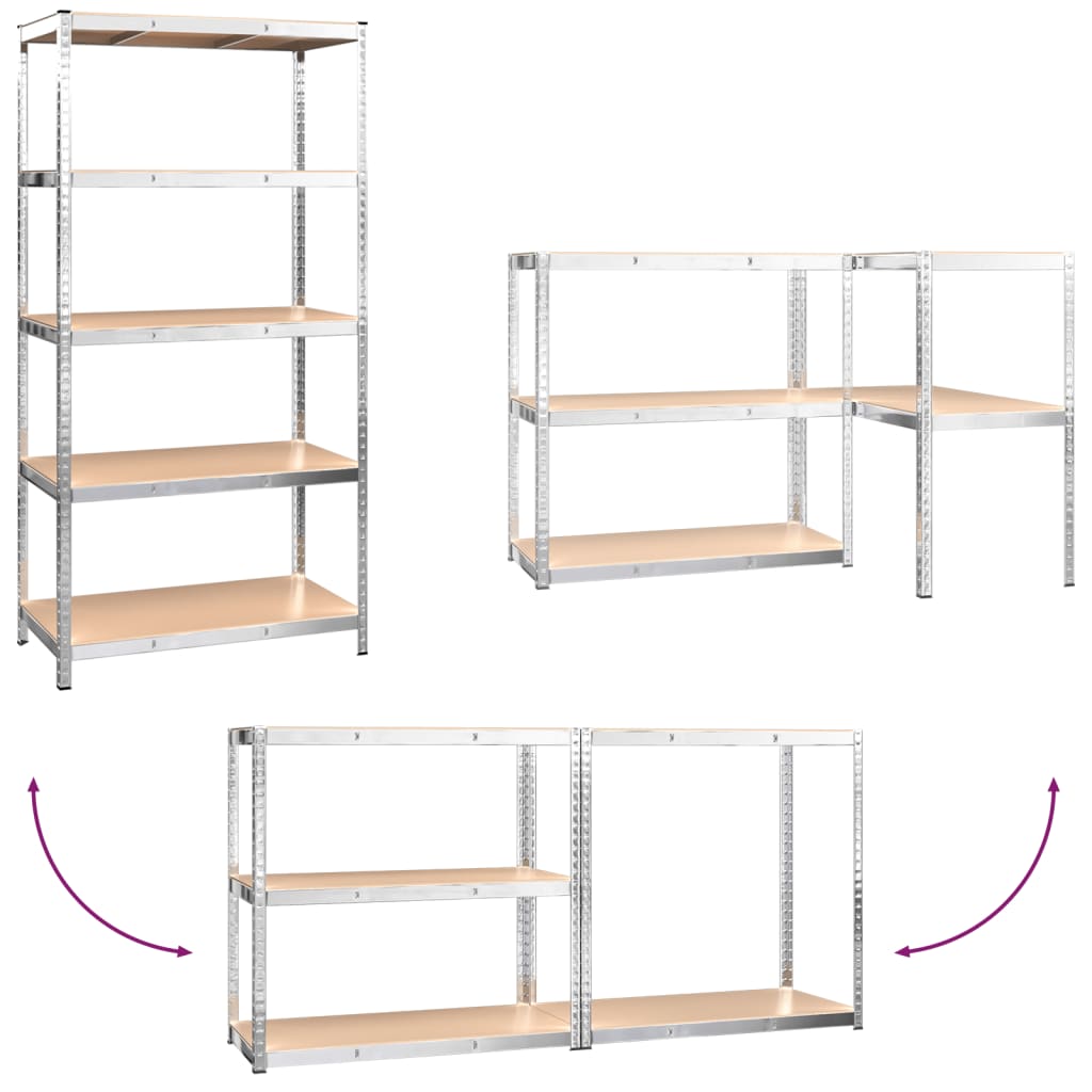 5-Layer Storage Shelf Silver Steel&Engineered Wood