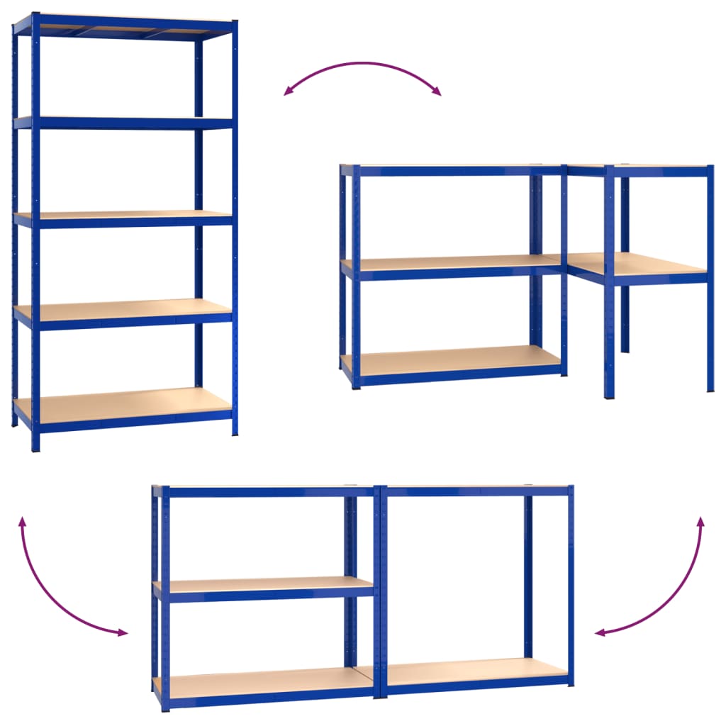 5-Layer Storage Shelf Blue Steel&Engineered Wood