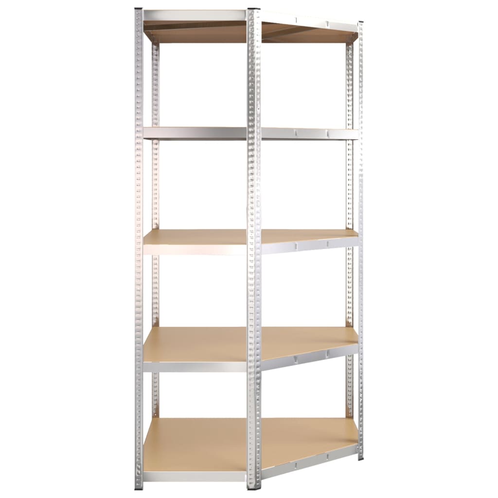 5-Layer Corner Shelf Silver Steel&Engineered Wood