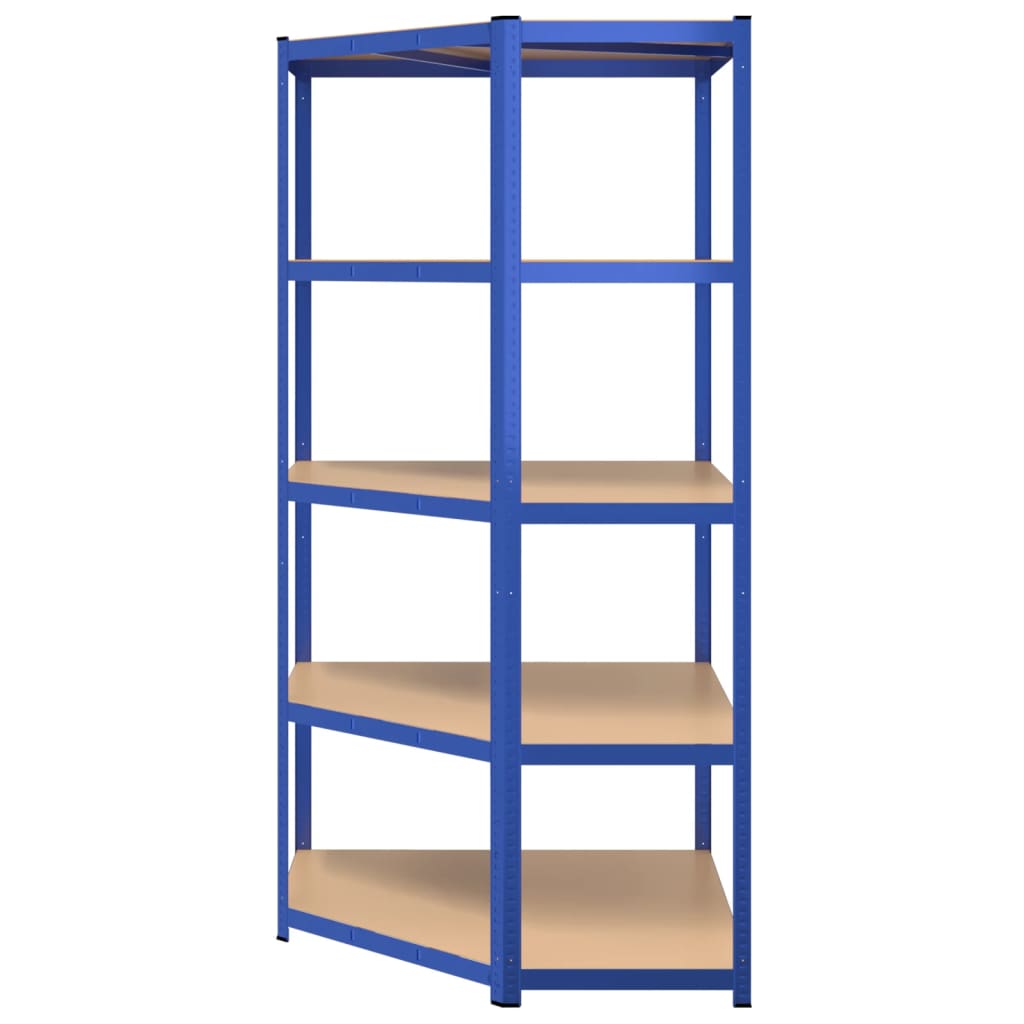 5-Layer Corner Shelf Blue Steel&Engineered Wood