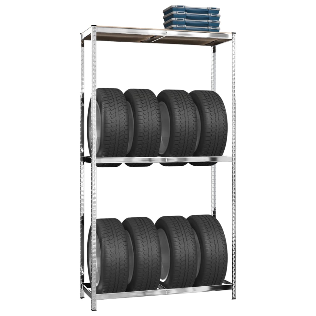 2-Layer Tire Racks 2 pcs Silver 110x40x180 cm Steel