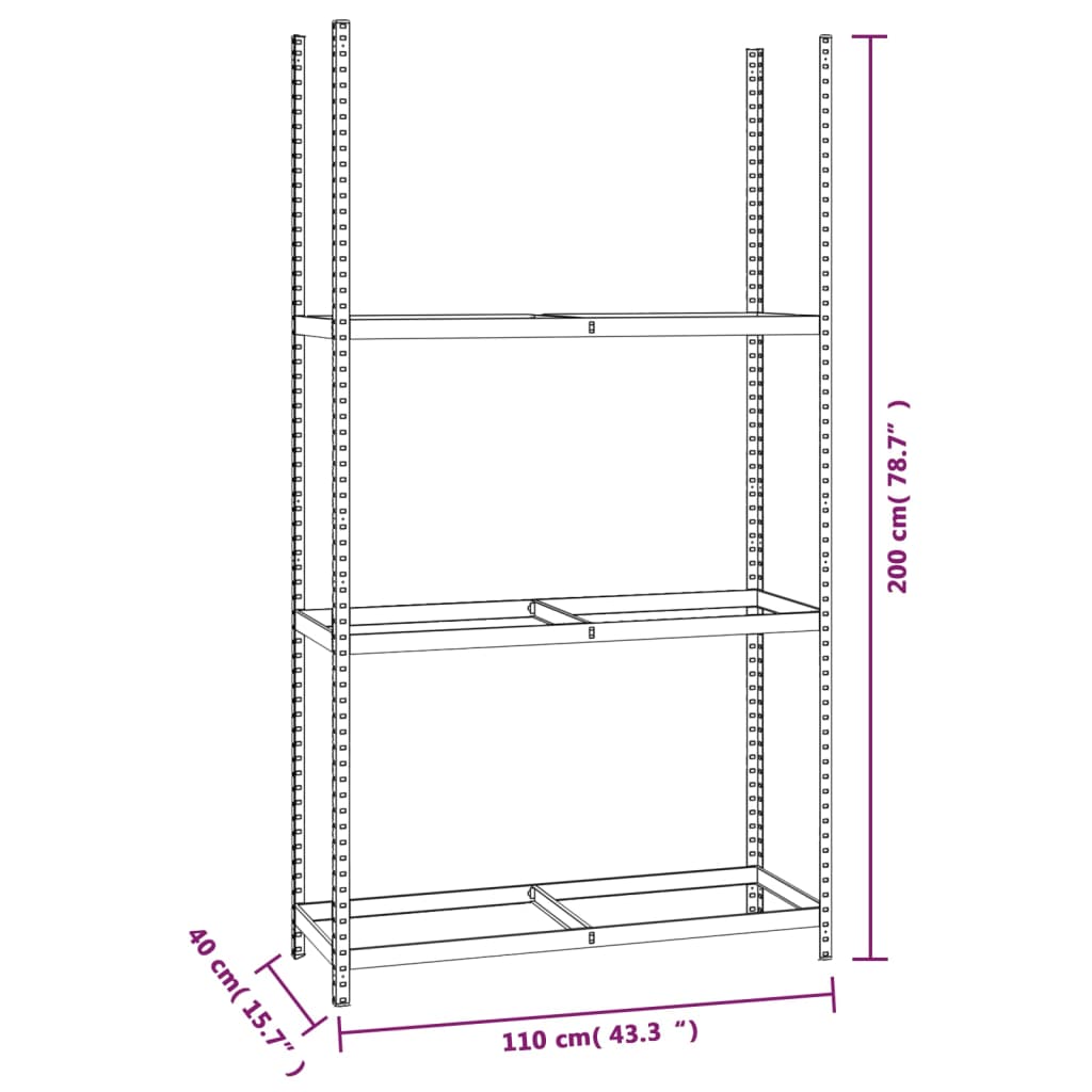 3-Layer Tire Racks 2 pcs Silver 110x40x200 cm Steel