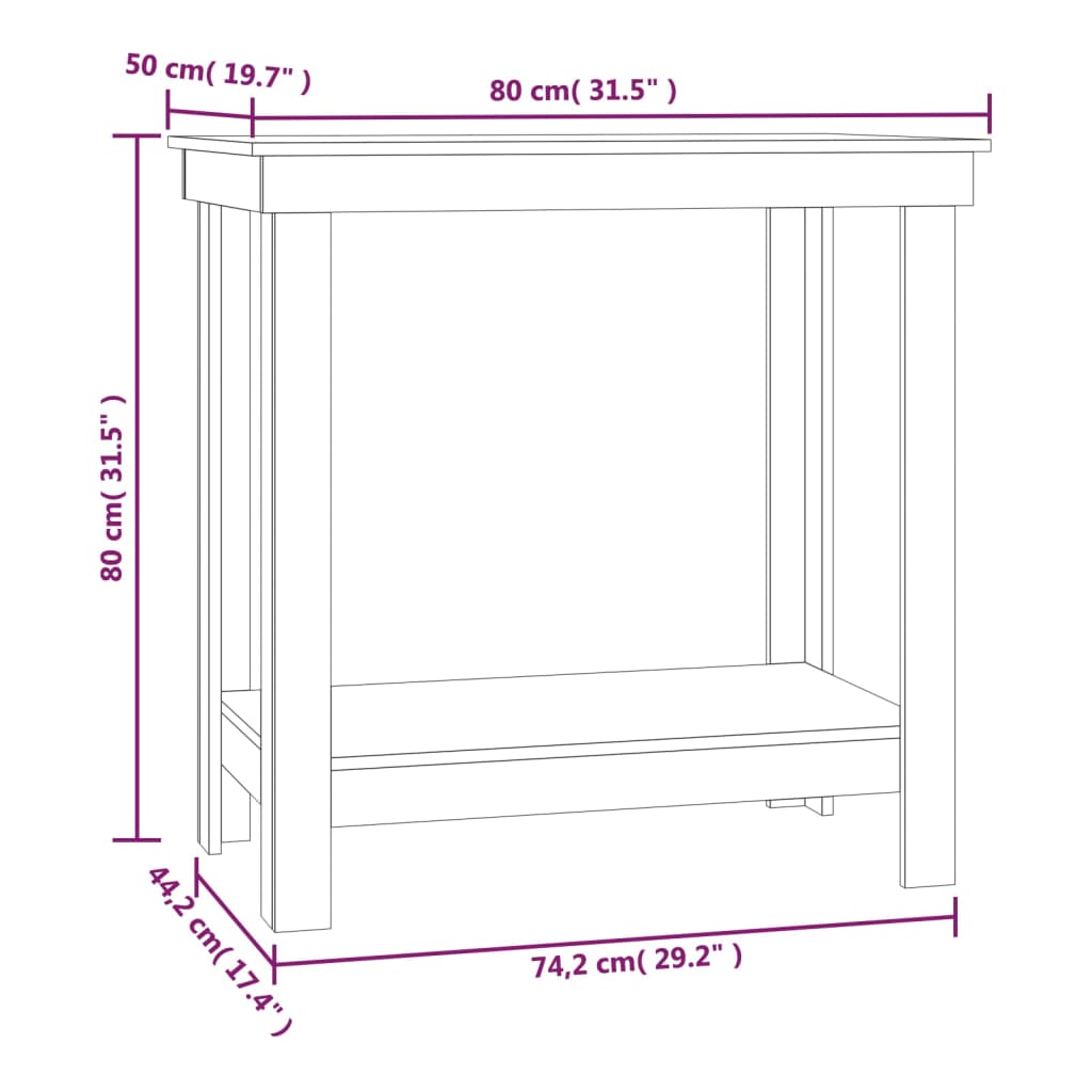 Work Bench White 80x50x80 cm Solid Wood Pine